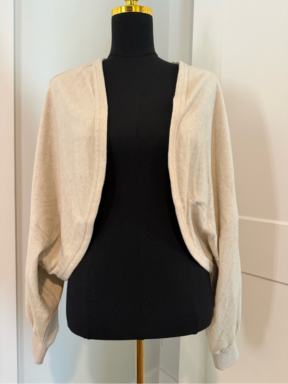 Hem & Thread Beige Open-Front Women’s Sweater Cardigan